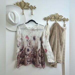 Bohemian print light knit sweater M ptp 20”l 27”